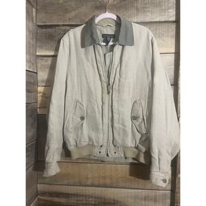 Banana Republic Men's Linen Blend Bomber Jacket Khaki Size S